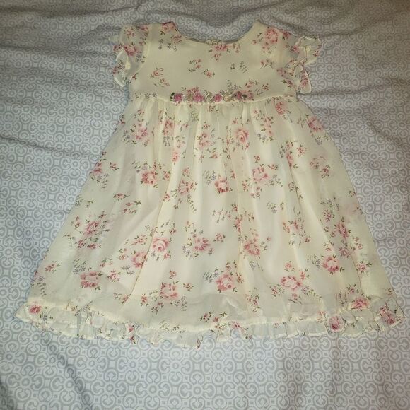 GOOD LAD YELLOW FLORAL PRINT CHIFFON EASTER DRESS SIZE 18 MONTHS - Picture 2 of 7